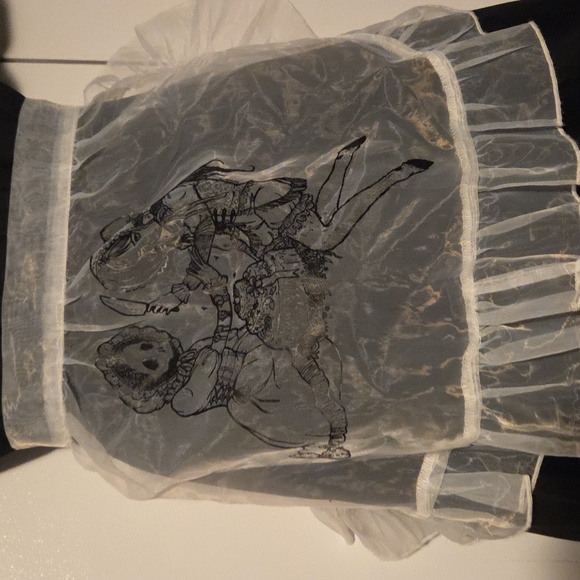 "Domestique" Black Cotton Maid Dress with Sheer Apron - Picture 10 of 12